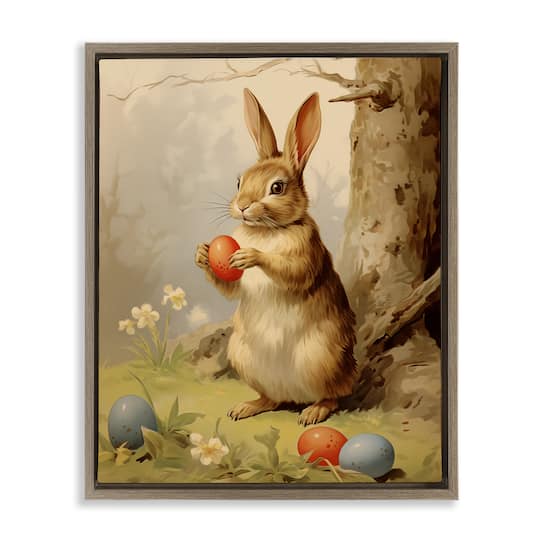 Stupell Industries Easter Bunny in Nature Floating Frame Wall Art